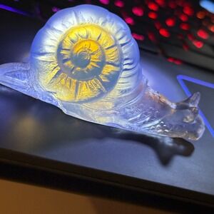 Vintage Sabino France Glass Snail Sculpture Art Arsenic Opalescent Glass